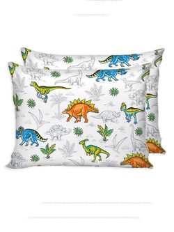 Постельное белье Сказка "Динозавры" 1,5-сп Наволочка 50х70 см 1 шт Простынь на резинке 90х200 см Пододеяльник 145х215 см, перкаль