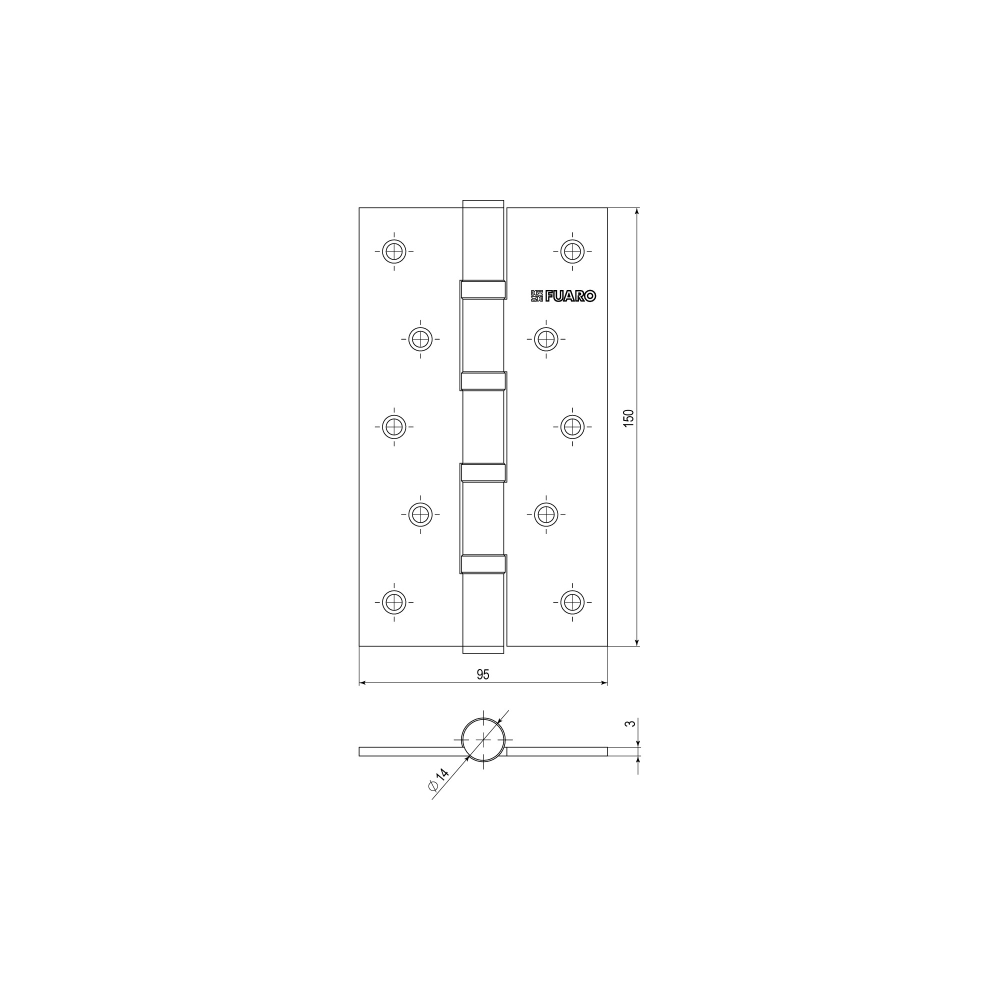 Петля универсальная IN6400U SN (4BB 150x95x3) мат. никель