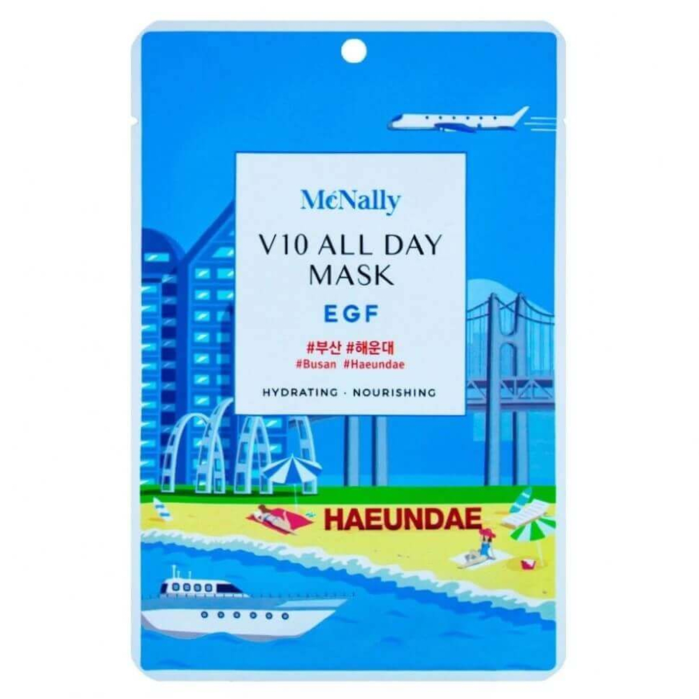 Тканевая маска для активной регенерации эпидермиса MCNALLY Mask V10 All Day EGF