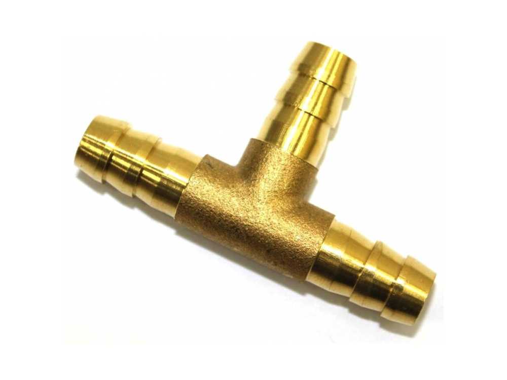 Штуцер-тройник цельнометаллический неразъемный ёлочка 3-х ходовой