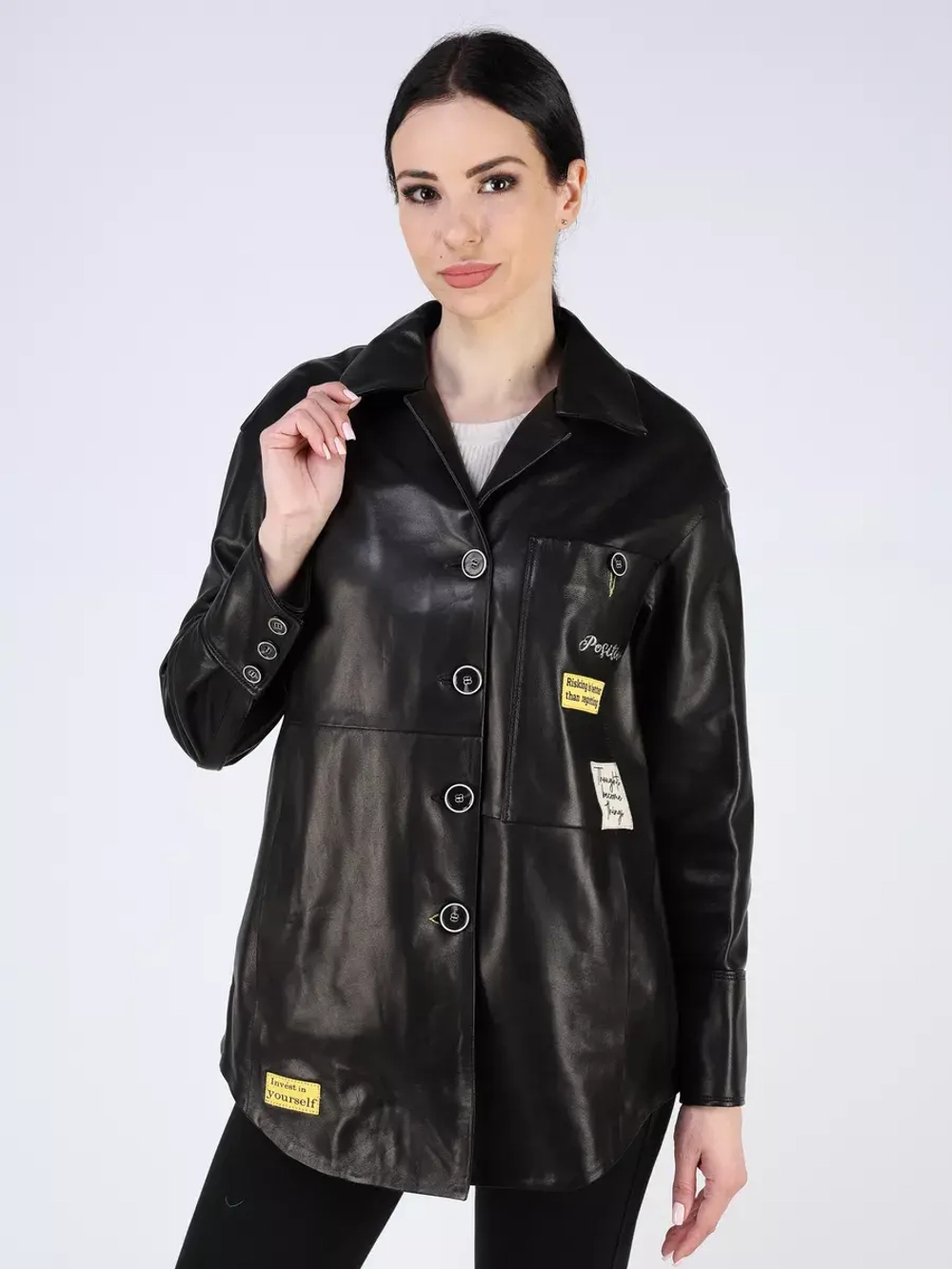 Кожаная куртка демисезонная рубашка