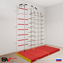 Шведская стенка Sv Sport усиленная 61440 (Турник стандарт/Канат/Лестница/Мат 2м/Канатный лаз)