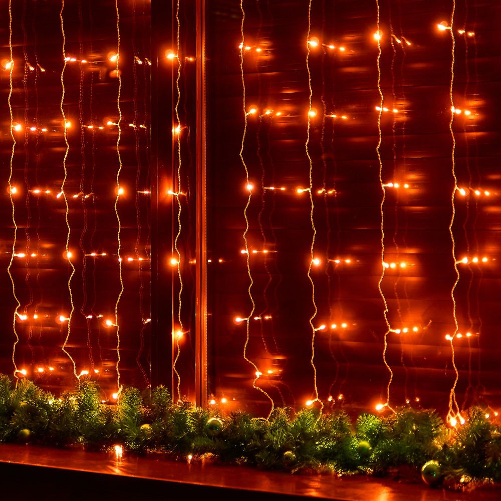 ULD-C3020-160-DTA AMBER IP20 Занавес светодиодный. 3х2м. 160 светодиодов. Янтарный свет. Провод прозрачный. TM Uniel