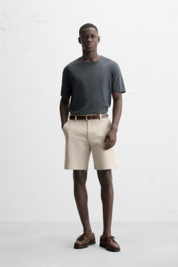 ZARA ШОРТЫ-БЕРМУДЫ ЧИНОС КЛАССИЧЕСКОГО КРОЯ, БЕЖЕВЫЙ