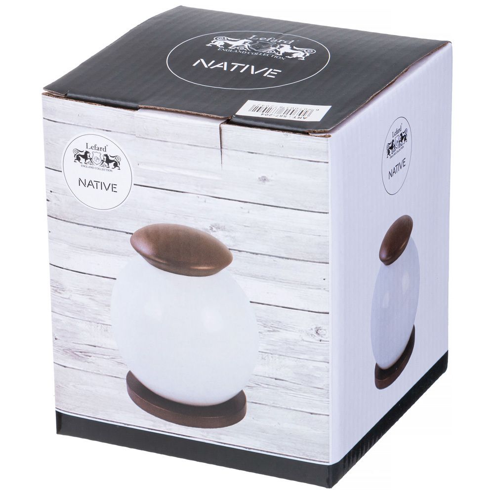 БАНКА С ДЕРЕВ. КРЫШКОЙ LEFARD "NATIVE" 11*13 СМ 600 МЛ НА ДЕРЕВ. ПОДСТАВКЕ (КОР=24ШТ.)