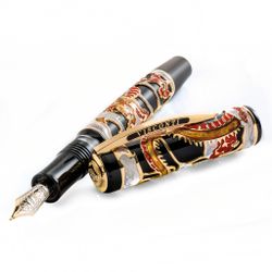 Visconti Dragon корпус смола вст сер 925пр позол лак перо пал23кт (Vs-648-02M)