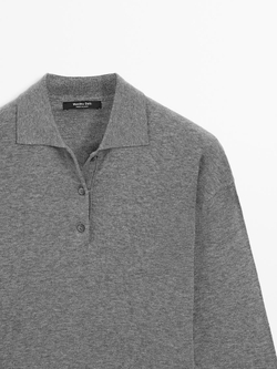 Massimo Dutti Свитер с воротником поло, серый