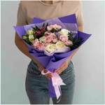 Цветы живые букет из гвоздик, роз и альстромерии "Прованс" размер M| Лэтуаль Flowers