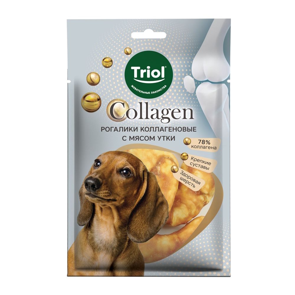 Лакомство Triol COLLAGEN для собак «Рогалики коллагеновые с мясом утки», 90г (уп. 3шт.) Лакомство Triol COLLAGEN для собак «Рогалики коллагеновые с мясом утки», 90г (уп. 3шт.)