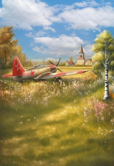 Самолет (тематика 9-е Мая) №1.фикс - фон неопреновый