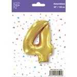 Шар (40"/102 см) Цифра, 4, Золото, 1 шт. в упак.