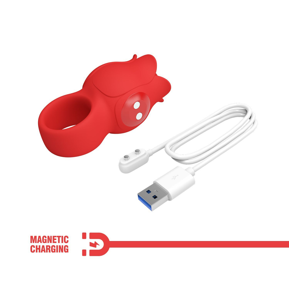 Красный мини-вибратор на палец Jae