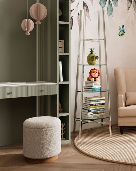 Пуф с ящиком Холли S тедди белый