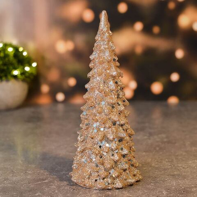 Сувенир новогодний с подсветкой "Волшебная красавица" 17см, золото, работает от батареек LR44*3