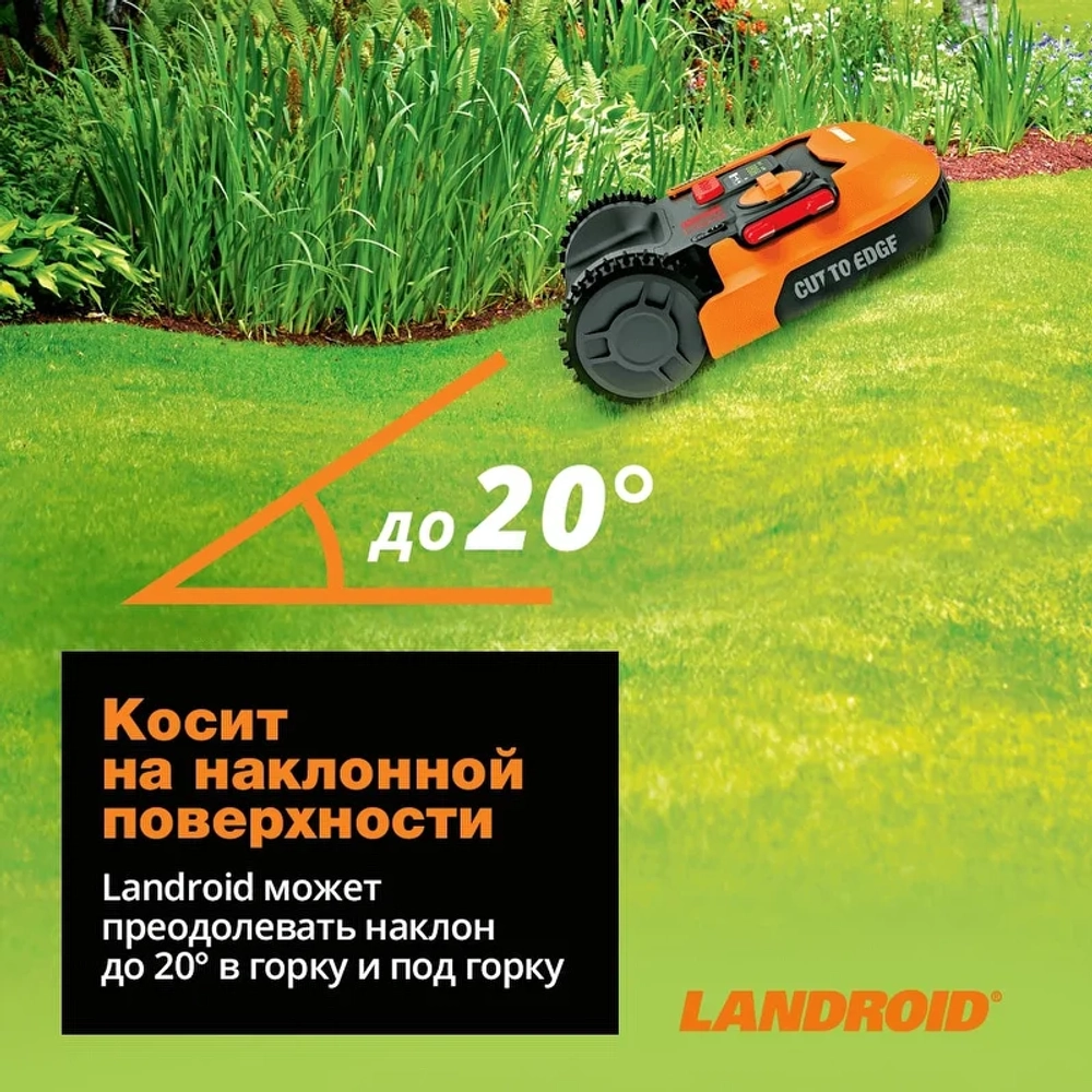 Робот-газонокосилка WORX Landroid M500 Plus WR165E (500 м²) В нож 18 см, WR165E