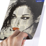 Тетрадь 48л., А5, клетка, Alingar "Girls from newspapers", скрепка, мелованный картон (стандарт), блок офсет, 4 дизайна в пленке т/у