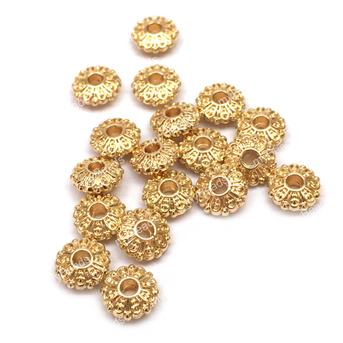 Бусины - спейсеры "Бархат" 6х2 мм, позолота