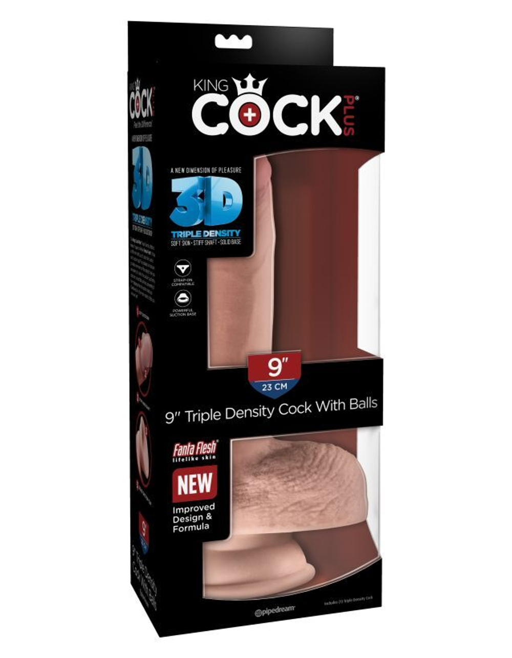 Фаллоимитатор на присоске Тройная плотность King Cock Plus 9 Triple Density Cock with Balls - Flesh