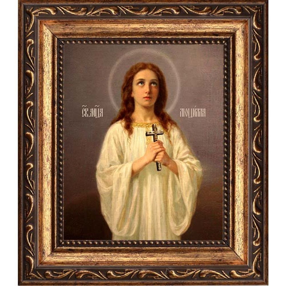 Люцилла мученица. Икона на холсте. В раме 10 х 12 см.