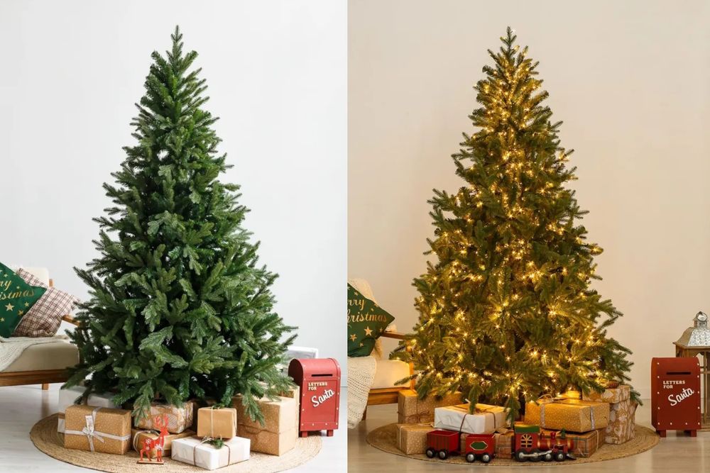 Елка с гирляндой «Валерио» (Литая+пвх) 180 см / 1,8 м