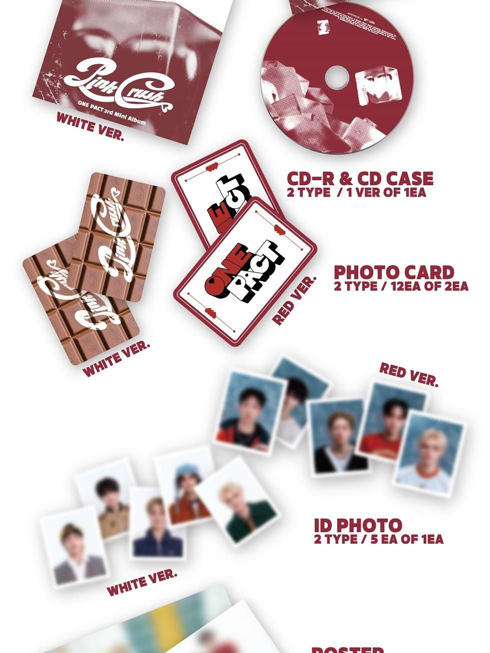 Альбом ONE PACT - PINK CRUSH 3rd Mini Album RANDOM Version