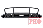 Бампер силовой передний Toyota Land Cruiser 76/78/79 2007+ c доп. фарами и защитной дугой, с площадкой под лебедку РИФ