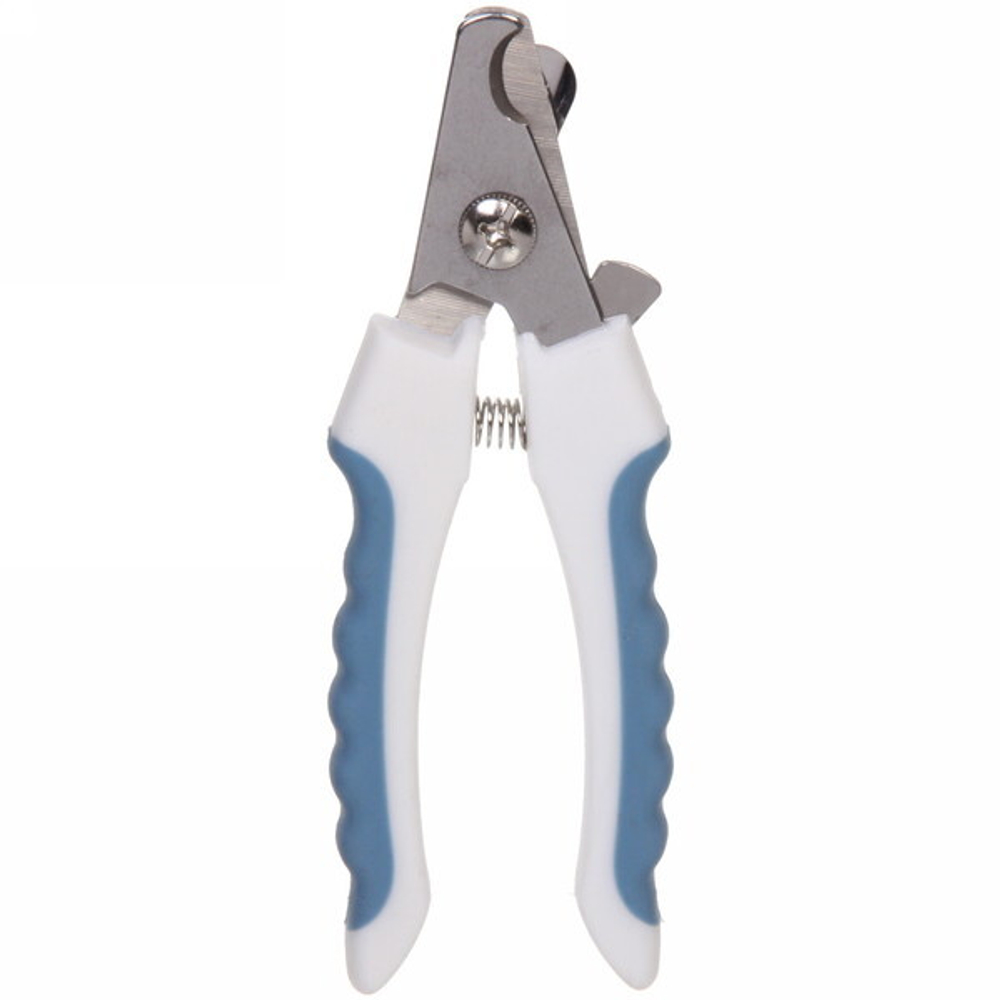 Когтерез для животных «ЗООУЛЬТРА», пружинный механизм, ручки прорезиненные - волна, цвет белый / голубой, 16см