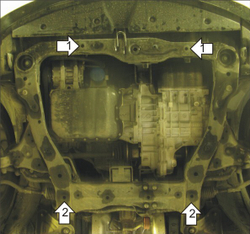 Защита картера Двигателя, КПП. 2 мм, Сталь. для Hyundai Sonata NF 2008-2010, Hyundai NF 2005-2008 MOTODOR.00913