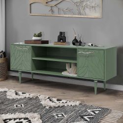 Тумба под ТВ Арт Колор leaves 155см Классик Сильвер Зеленый нефрит