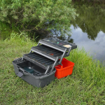 Ящик рыболовный для хранения снастей трехполочный оранжевый