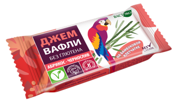Вафли. Безглютеновые. Абрикос - Чернослив без сахара, 21 гр, (шоубокс 10 шт)