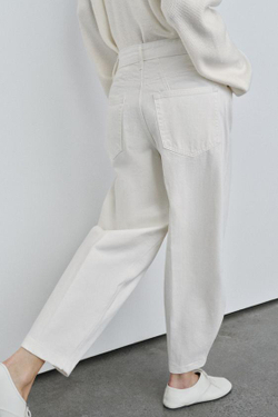 ZARA ДЖИНСЫ ZW COLLECTION BARREL С ВЫСОКОЙ ПОСАДКОЙ, БЕЛЫЙ