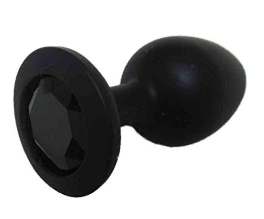 Анальная втулка черная с кристаллом Medium черный 8 см