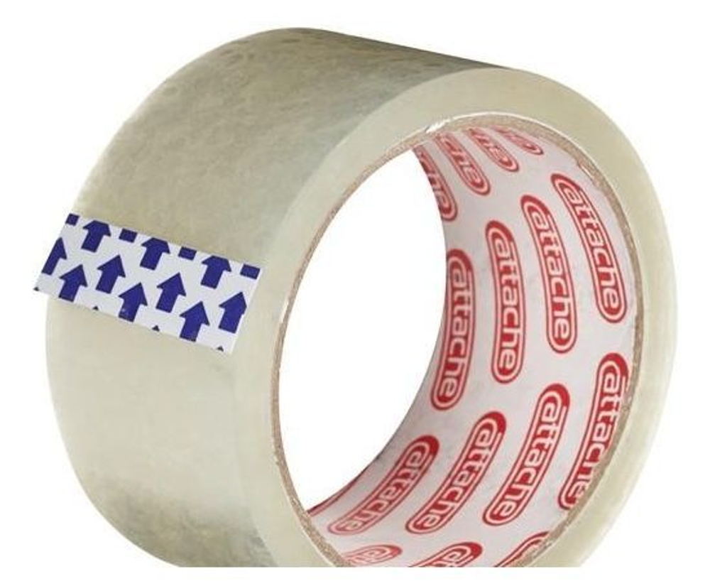 Клейкая лента упаковочная Attache, 50 мм х 50 м, 40 мкм, прозрачная