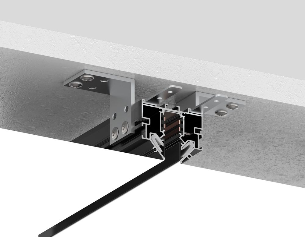 Ambrella Шинопровод для монтажа в натяжной ПВХ потолок системы крепления Гарпун 3м черный Magnetic standard 48V 10mm Track System GL1950