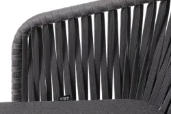 "Бордо" стул плетеный из роупа, каркас алюминий темно-серый (RAL7024) муар, роуп серый 15мм, ткань темно-серая 027