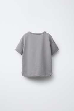 ZARA ОДНОТОННАЯ ФУТБОЛКА С ОКАНТОВКОЙ, СЕРЫЙ