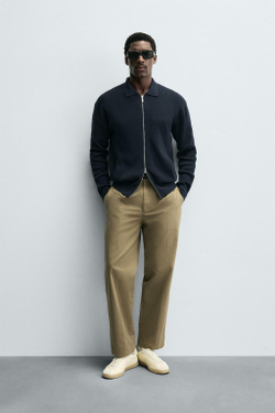 ZARA КАРДИГАН С ЗАСТЕЖКОЙ-МОЛНИЕЙ, МОРСКОЙ СИНИЙ