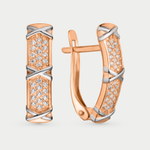 Серьги женские с фианитами из красного золота 585 пробы (арт. С-2434)