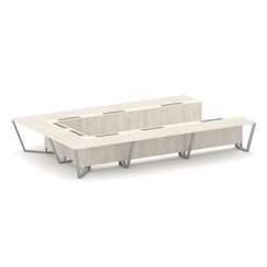 Steel Meet Стол переговорный П-образный KMK-PR.B.SP-15P Денвер Светлый/Ваниль Глянец/Металл Серый 48