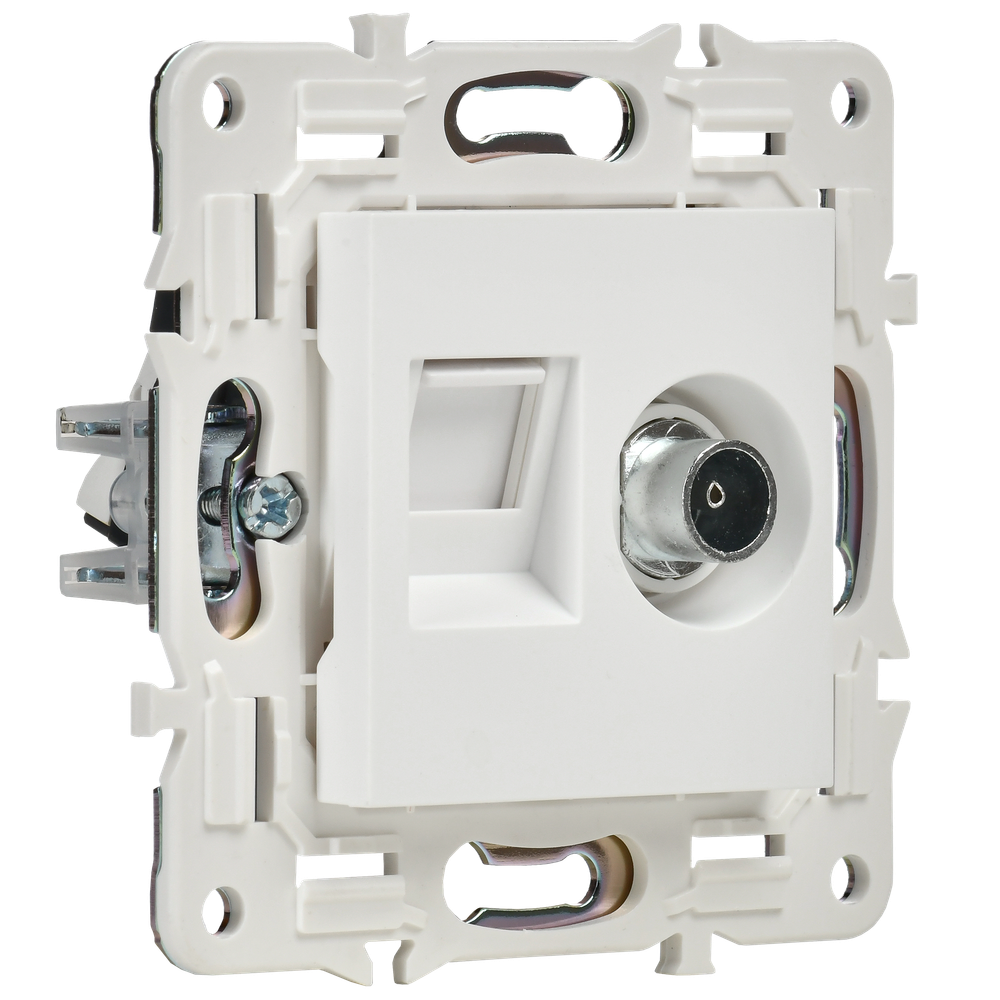 SKANDY Розетка двойная TV+RJ45 кат.6 SK-A15W арктический белый IEK