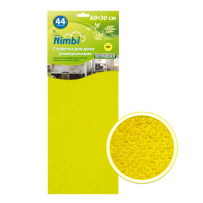 Салфетка  Kolibriya Nimbi-44 Дом-Офис,  Микрофибра 30х60см,  для Дома, Желтая