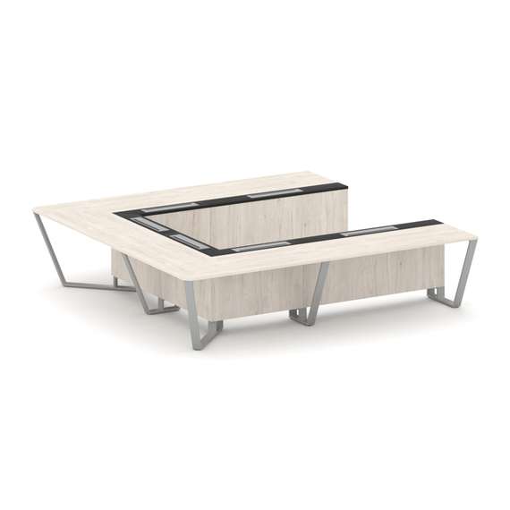 Steel Meet Стол переговорный П-образный KMK-PR.B.SP-11P Денвер Светлый/Графит Глянец/Металл Серый 32