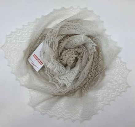 Оренбургский хлопковый палантин МА12040-08/02 бежевый-экрю