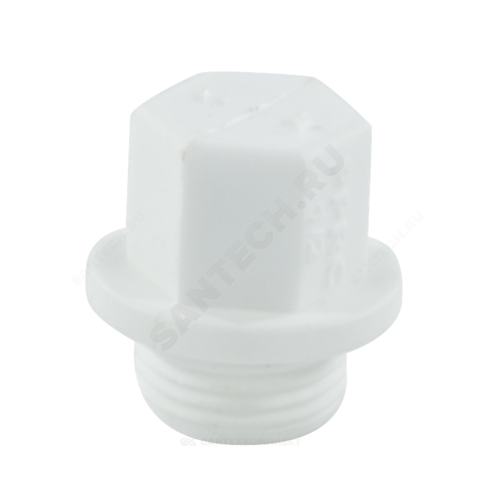 Заглушка (пробка) PP-R белая Дн 20х1/2" НР RTP (РосТурПласт) 10555