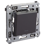 Переключатель одноклавишный в стену, "Avanti", "Черный матовый"