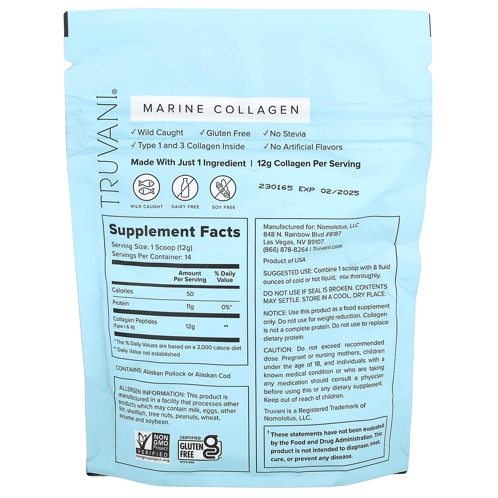 Truvani, Морской коллаген из дикой рыбы, без добавок, 168 г (5,9 унции)
