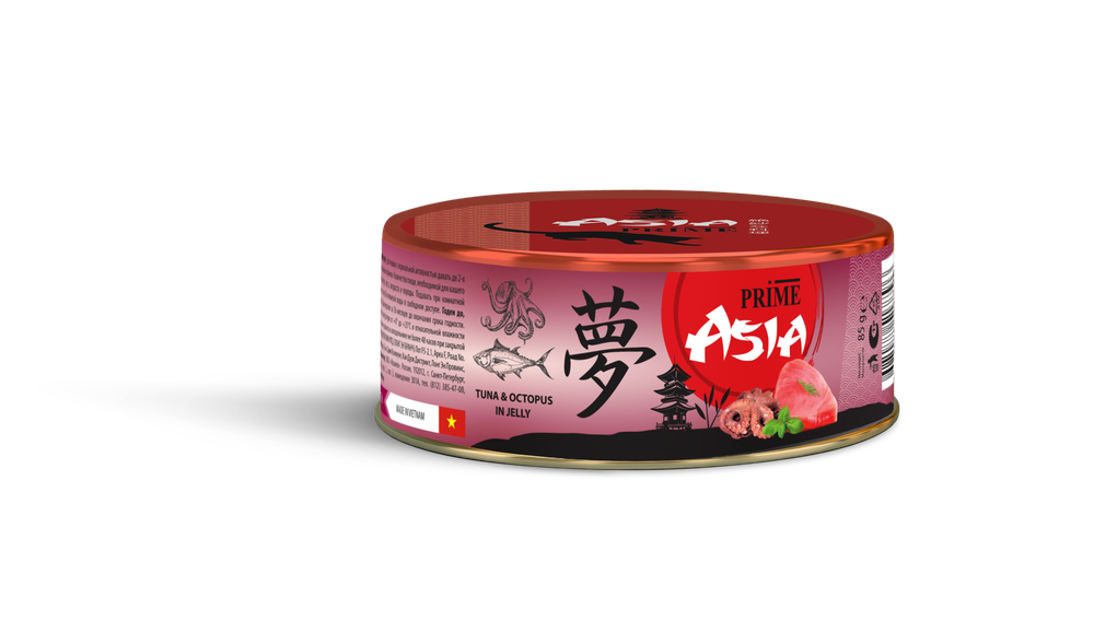 PRIME ASIA  85г Тунец с осьминогом в желе, для кошек