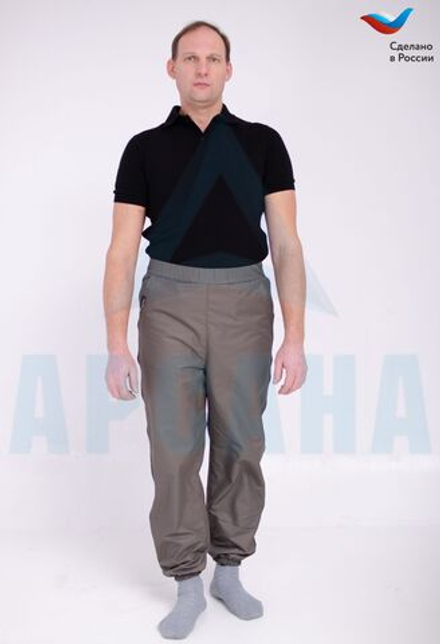 Брюки ортопедические межсезонные (до 0) с молниями по бокам. Размер 5XL (58-60). Цвет ХАКИ. Ткань ПЛАЩЕВКА + ФЛИС