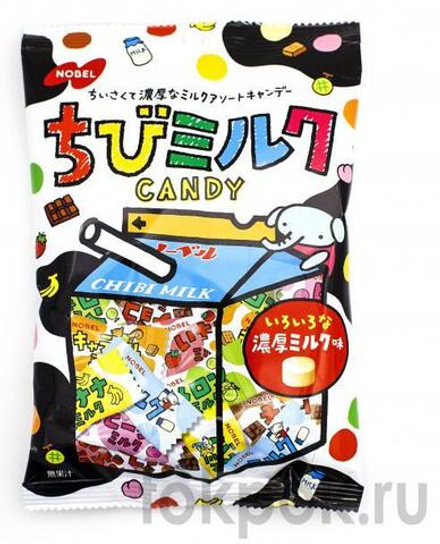 Леденцы, 7 разных молочных вкусов Nobel Chibi Milk candy, 80 гр